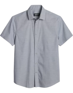 Awearness Kenneth Cole Slim Fit Short Sleeve Slub Sport Shirt, Light Gray