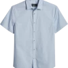 Awearness Kenneth Cole Slim Fit Short Sleeve Sport Shirt, Light Blue Rain