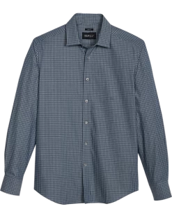 Awearness Kenneth Cole Slim Fit Spread Collar Sport Shirt, Charcoal Check