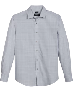 Awearness Kenneth Cole Slim Fit Spread Collar Sport Shirt, Gray Plaid