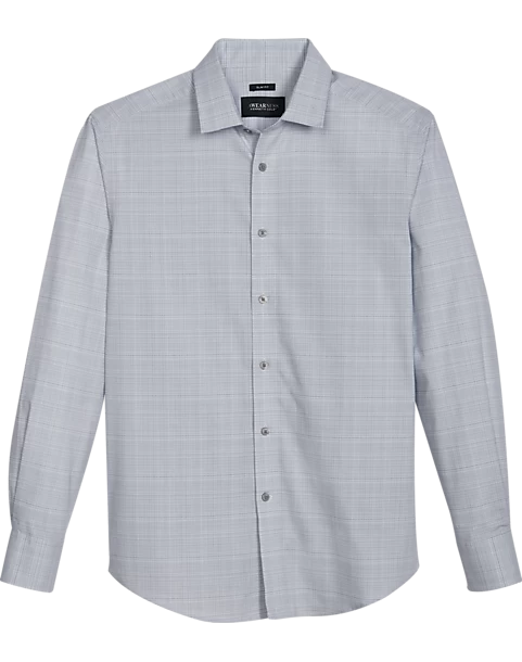 Awearness Kenneth Cole Slim Fit Spread Collar Sport Shirt, Gray Plaid 3 Awearness Kenneth Cole Slim Fit Spread Collar Sport Shirt, Gray Plaid