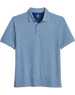 Michael Strahan Modern Fit Short Sleeve Polo, Blue Stripe