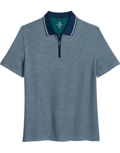 Michael Strahan Modern Fit Zip Polo, Teal