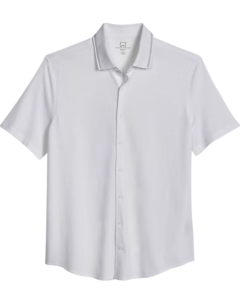 Michael Strahan Modern Fit Popcorn Stitch Short Sport Shirt, White 3 Michael Strahan Modern Fit Popcorn Stitch Short Sport Shirt, White