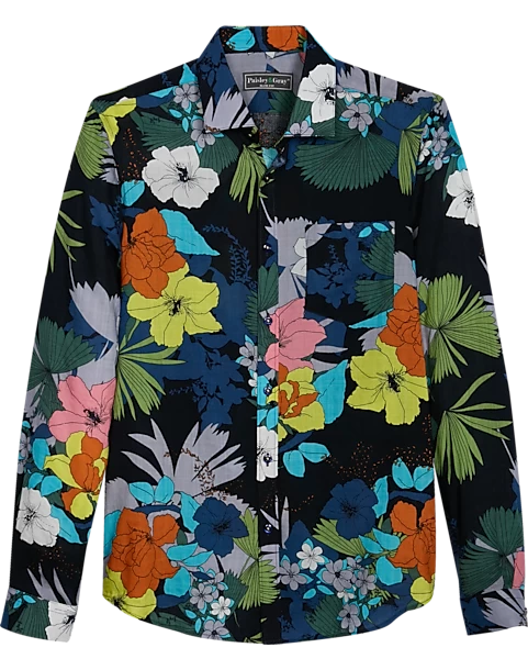 Paisley & Gray Slim Fit Spread Collar Sport Shirt, Multi Color Floral 3 Paisley & Gray Slim Fit Spread Collar Sport Shirt, Multi Color Floral
