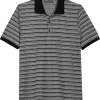 Paisley & Gray Slim Fit Polo, Black And White Zigzag Stripe