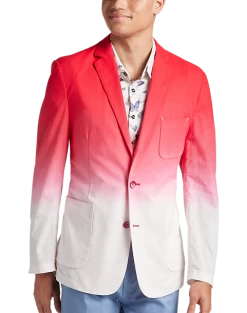 Paisley & Gray Slim Fit Linen Blazer, Red & White Tie Dye