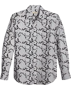 Jaymes Modern Fit Spread Collar Sport Shirt, Black Paisley