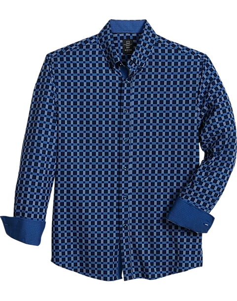 Michael Strahan Modern Fit Button-Down Collar 4-Way Stretch Sport Shirt, Navy Windowpane 3 Michael Strahan Modern Fit Button-Down Collar 4-Way Stretch Sport Shirt, Navy Windowpane