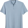 Michael Strahan Modern Fit Zip Polo, Medium Blue