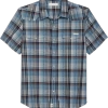Lucky Brand Classic Fit Short Sleeve Western Sport Shirt, Blue Plaid