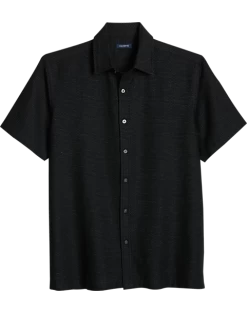 Zanetti Modern Fit Camp Shirt, Black Mini Dots