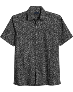 Zanetti Modern Fit Camp Shirt, Charcoal Mini Floral