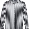 Zanetti Modern Fit Spread Collar Sport Shirt, Black And White Stripe -Men Clothing Shop MW40 6NKE 02 ZANETTI BLACK MAIN