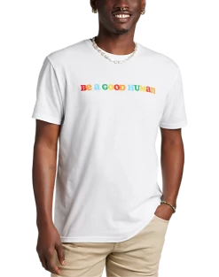 The Phluid Project Classic Fit Be A Good Human Graphic Crew, White