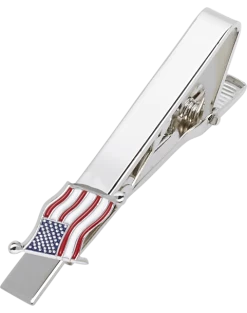Pronto Uomo American Flag Silver Tie Bar