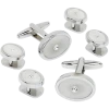 Pronto Uomo White And Silver Oval Cufflink And Stud Set -Men Clothing Shop MW40 805T 19 PRONTO UOMO WHITE MAIN