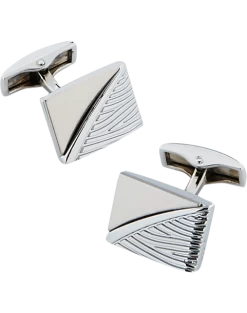 Pronto Uomo Silver-Tone Stripe Cufflinks