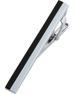 Pronto Uomo Silver & Black Tie Bar