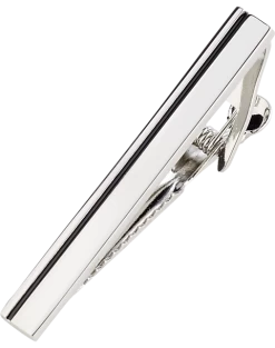Pronto Uomo Polished Silver-Tone Tie Bar
