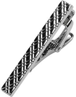 Pronto Uomo Tie Bar, Silver Diamond Pattern
