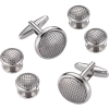 Pronto Uomo Cufflinks & Studs Set, Silver Grid 2 Pronto Uomo Cufflinks & Studs Set, Silver Grid -Men Clothing Shop MW40 8UMG 20 PRONTO UOMO SILVER STUDSET MAIN