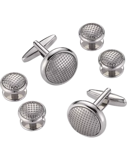 Pronto Uomo Cufflinks & Studs Set, Silver Grid