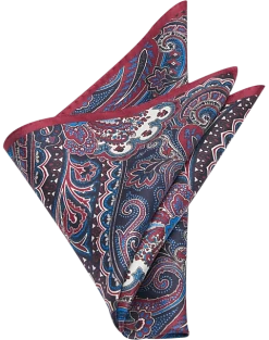 Joseph Abboud Pocket Square, Burgundy Paisley