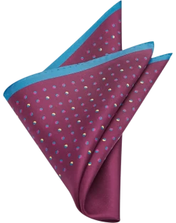 Joseph Abboud Pocket Square, Navy & Burgundy Dot