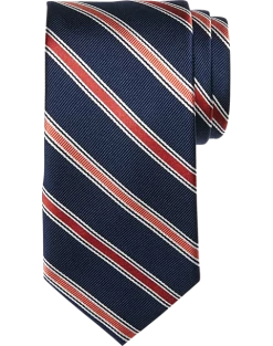 Pronto Uomo Narrow Tie, Navy Stripe