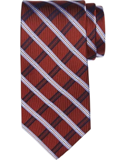 Pronto Uomo Narrow Silk Tie, Rust Plaid