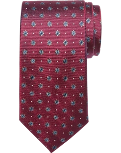Pronto Uomo Narrow Tie, Burgundy Geometric Dot