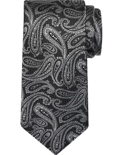 Pronto Uomo Narrow Tie, Black Paisley