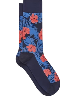 Jos. A. Bank Socks, Blue & Red Hibiscus