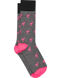 Jos. A. Bank Socks 1-Pair, Black And Pink Flamingos