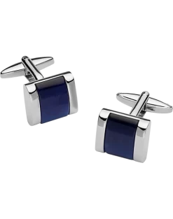 Pronto Uomo Blue Fiberoptic Square Cufflinks