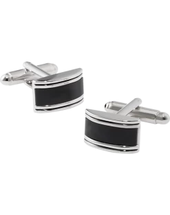 Pronto Uomo Cufflinks, Black Onyx & Silver