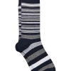 Egara Socks, Navy Blue & Gray Stripes