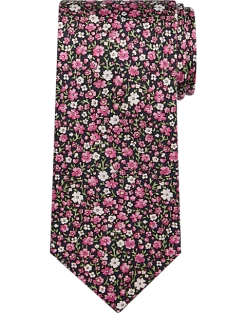 Joseph Abboud Narrow Tie, Navy & Pink Floral