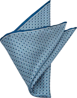 Pronto Uomo Pocket Square, Blue Square Dot