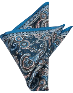 Pronto Uomo Pocket Square, Navy Paisley