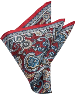 Pronto Uomo Pocket Square, Red Paisley