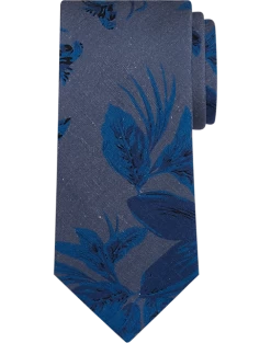 Pronto Uomo Narrow Tie, Navy Tropical Print