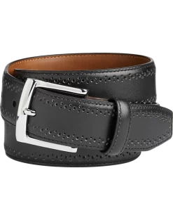 Johnston & Murphy Perforated Edge Belt, Black