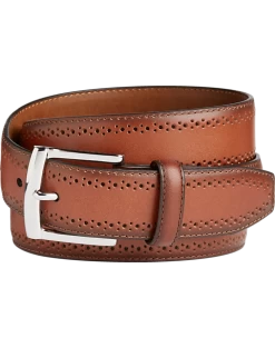 Johnston & Murphy Perforated Edge Belt, Cognac