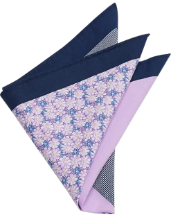 Joseph Abboud Pocket Square, Navy & Purple Multi Pattern