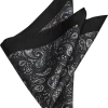 Joseph Abboud Silk Pocket Square, Black Paisley