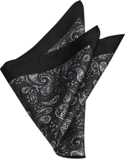 Joseph Abboud Silk Pocket Square, Black Paisley