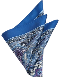 Joseph Abboud Silk Pocket Square, Blue & Purple Paisley