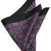 Joseph Abboud Silk Pocket Square, Black & Burgundy Medallion